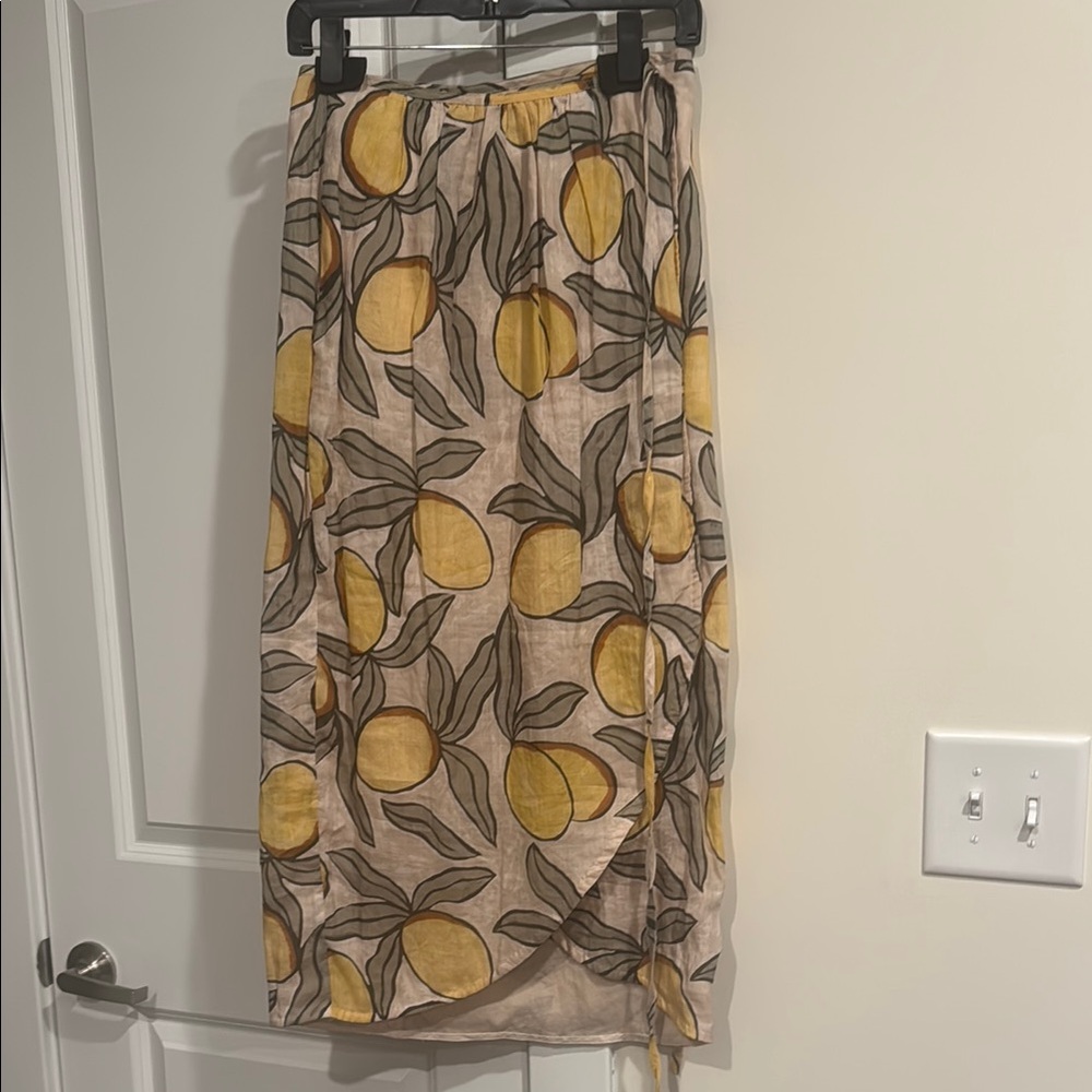 Lemon Print Wrap Skirt